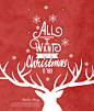 麋鹿鹿角 红色背景 晶莹雪花 圣诞促销海报设计PSD tid255t000421