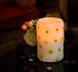 现代居家节日用品 简单恋菊花浮雕电子蜡烛 长形