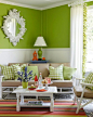 #家居#充满生机的绿色客厅，非常清新舒爽.