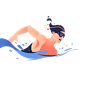 千库网_扁平卡通亚运会运动人物运动员游泳比赛_元素编号13709657