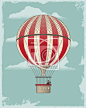 Vintage retro hot air balloon - vector design #热气球 / 飞艇#