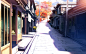 Anime 1920x1200 drawings landscapes roads cities architecture fall