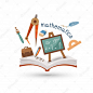 Open book and icons of mathematics Premium Vector