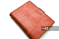 Red brown leather organizer isolated by white