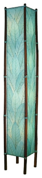 Asian Eangee Fortune Tower Seablue Cocoa Leaf Shade Floor Lamp modern floor lamps