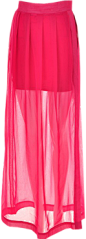 枚红色波西米亚雪纺高腰高开叉半身长裙（多色）-最搭配
