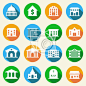 Government Buildings Icons Flat #店铺#