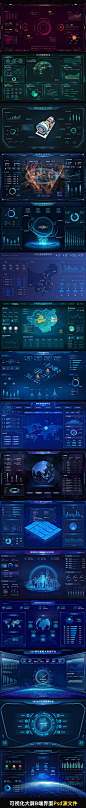 精品UI可视化数据大屏B端界面科技风展示后台分层设计PSD源文件