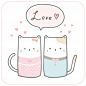 Cute cat lover couple romantic cartoon doodle Premium Vector