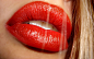 People 2560x1600 women model blonde long hair face red lipstick hair in face closeup gloss open mouth teeth juicy lips
