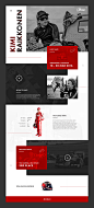 Kimi Raikkonen : A design experiment in breaking the grid. Concept landing page design for Formula 1 driver Kimi Raikkonen.