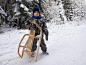 SANKI -The tiny sled : Children's sled made of natural birch plywood.