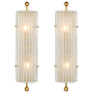 Art Deco Style Murano Glass and Brass Finial Sconces | From a unique collection of antique and modern wall lights and sconces at <a class="text-meta meta-link" rel="nofollow" href="https://www.1stdibs.com/furniture/lighting/sco