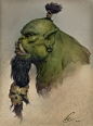 Orc Head Practice, Cole Eastburn : Just a  painting of an orc head for fun.  For the horde! Hope you guys like!