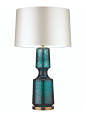 Antero Teal - Heathfield & Co : The Antero glass table lamp features a beautifully sculpted form with a concave mid-section and intricate bubble detailing. The range is available in three colours; the elegant and subtle ‘Antique’, the warm ‘Amber Smok