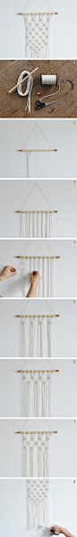 kostenlose DIY Anleitung: DIY: Makramee Wandteppich knüpfen // free DIY tutorial: how to make a macrame wall hanging via DaWanda.com: 