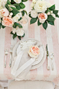 Pink and white place setting