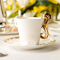 欧式陶瓷咖啡杯套装 金银边 创意3件套 金色海马陶瓷白色套装-淘宝网