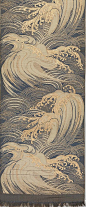 Obi with Waves Period: Meiji period (1868–1912) Culture: Japan Medium: Silk and metallic thread double cloth (fûtsû: 