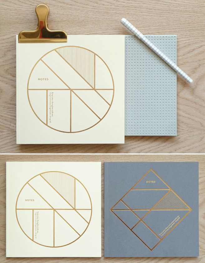 gold foil notebooks.