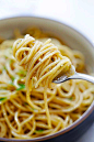 Brown Butter Garlic Noodles - the best noodles ever with garlic, brown butter, Parmesan cheese and oyster sauce. This recipe is delicious and takes 20 mins to make | rasamalaysia.com