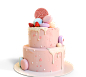 摄图网_401810379_粉色爱心双层生日蛋糕3d元素（非企业商用）