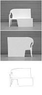 德国设计师Thomas Schnur设计了一款板凳椅子，灵感源于传统的塑料休闲椅，一半是普通的椅子，另一半则在椅子的基础上进行延伸，最终形成一个板凳和椅子的混合体。材料为玻璃纤维，表面经过白色处理，室内室外均可使用。
设计师通过对传统塑料休闲椅进行改造让原本普通的椅子看上去更像是一件雕塑，只不过，外形做成这样是不是有点儿难看呢？你怎么看？
