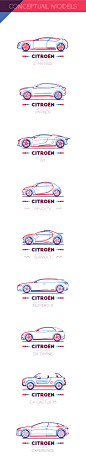 CITROËN IN LINES : Journey back in time to the moment Citroen launched their first model. I've explored the forms of their designs from the very beginning to the present days. All models simplified just with a stroke.I want to thank to Fausto Montanari fo