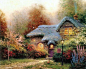 愿得一温馨舒适的小屋，在鸟鸣中醒来，推窗有花香扑面而来。丨来自美国画家Thomas Kinkade