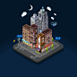 Vector isometric part megapolis. Night landscape. : Vector isometric part megapolis. Night landscape. Vector illustratoin.