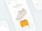 E-Commerce App checkout purchase buy add item shopping cart nike shoes clothing mobile app iphone line icons white orange clean style material ui ux gif animation e-commerce store ecommerce shop basket bag pull down