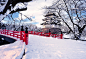 Япония, префектура аомори, город, хиросаки, зима, снег