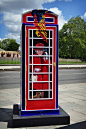 spot a street art the:"Ring-a-Royal-Phonebox", (BT Artbox), London/ The ArtBox outside the Hall was designed by TV presenter Timmy Mallett and is named "Ring-a Royal-Phonebox."