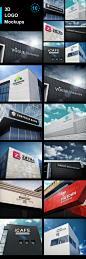 10套大楼外墙巨形logo设计3D展示模型Mockups[PSD]