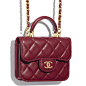 Flap Coin Purse with Chain - Burgundy - Lambskin & Gold-Tone Metal - CHANEL - Extra view - see standard sized version