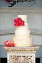 Wedding Cake with Peony Accents -- See the wedding on http://www.StyleMePretty.com/little-black-book-blog/2014/04/08/charming-outdoor-southern-wedding/ -- Event & Floral Design: Southern Productions Weddings & Events -- SouthernProductions.net -- 