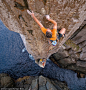 Don't look down: Climber Steve Moon tackles the famous Totem Pole, a unique landmark in Tasmania