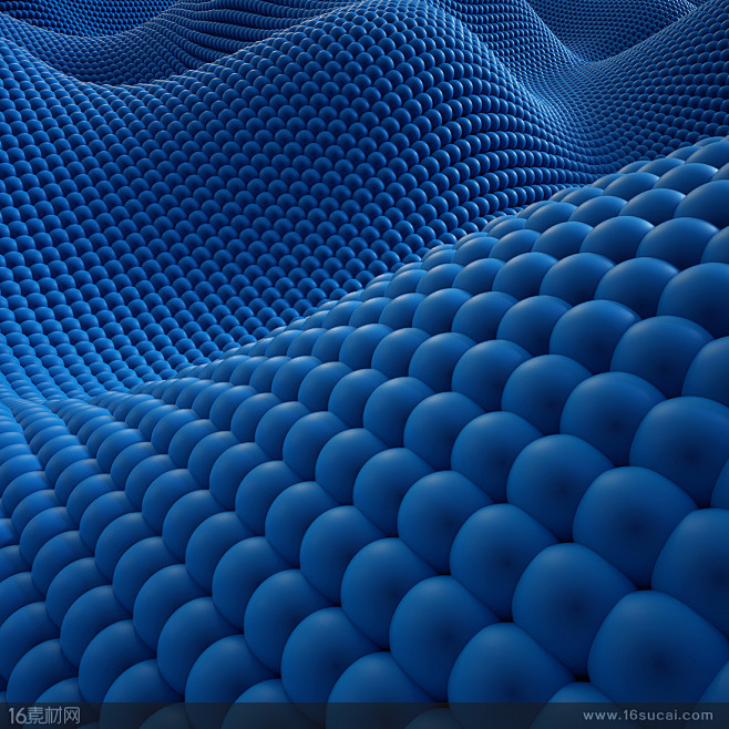 蓝色3D立体球形排列波浪背景高清图片