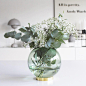【現貨在途】進口丹麥AYTM手工玻璃花瓶黃銅底座花器－森林綠中號-淘宝网