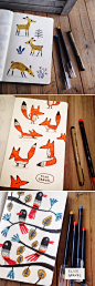 Elise Gravel illustration • sketchbook • doodles • sketch • fox • illustration • birds • deer • cute • drawing • art • nature • animals: 