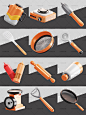 卡通3D立体厨房烹饪烘焙工具厨具icon图标UI网页免扣PNG设计素材-淘宝网