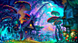 General 1920x1080 fantasy art drawing nature psychedelic colorful house mushroom planet plants mountain