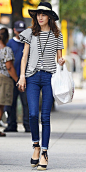 Alexa Chung Stripes and Jeans | Street Style