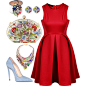 A fashion look from November 2014 featuring high heels stilettos, floral leather purse and swarovski crystal necklace. Browse and shop related looks.