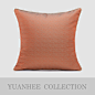 元熙壹品 现代/新中式样板房/沙发靠包/纯橘红带绿点布肌理枕