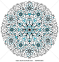 Round blue-gray-black floral lacy vintage pattern on white (vector) - stock vector: 