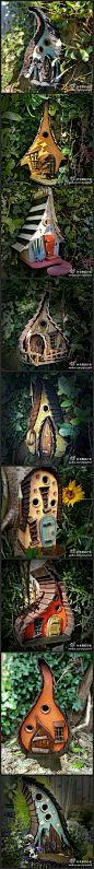 #建筑# #欧美# #童话# 造型独特的木头鸟窝，木匠给母亲的礼物。