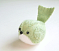 Mint Green Embroidered Wool Felt Bird