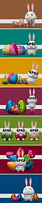 3D可爱兔子兔年卡通形象A