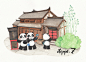 熊猫成都游-annie.Z_水彩,手绘,熊猫,旅行_涂鸦王国插画